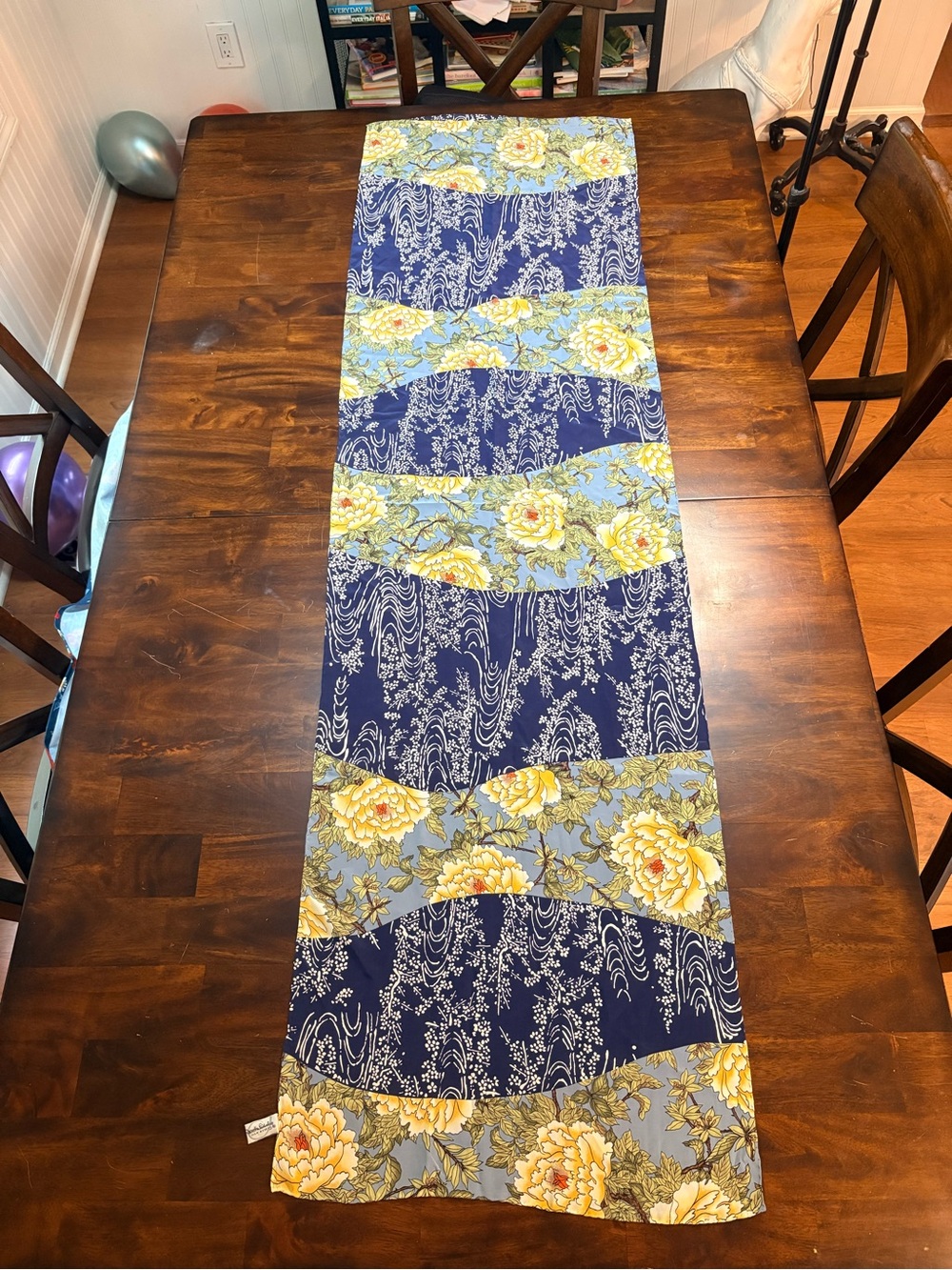 Diane Von Furstenberg Yellow, Navy and Light Blue Floral Scarf